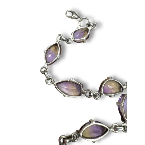 Vintage Sterling Silver Bi-Color Tanzanite Bracelet 8"-8.25" 11.21 Grams - Picture 9 of 10